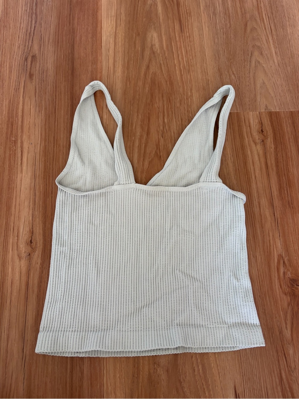 Cream V-Neck Ribbed Tank Top - Picture 3 of 3
